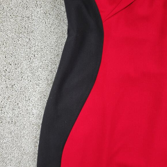J Peterman Bodycon Dress Womens 2 Red Black Colorblock Cocktail Party - Picture 9 of 12